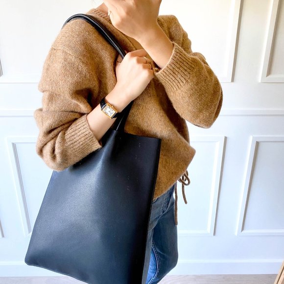 The Ava Genuine Leather Tote - Black - Picture 14 of 14